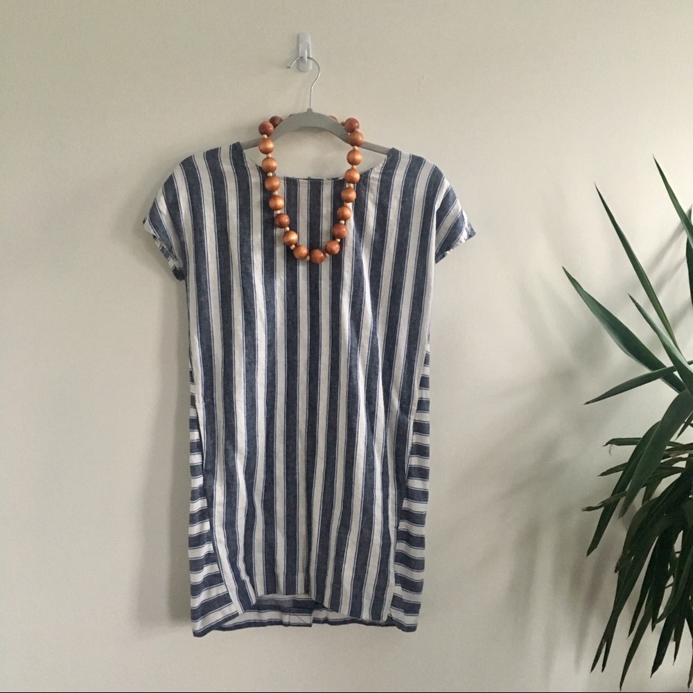 MADEWELL stripe play button-back dress sz XS